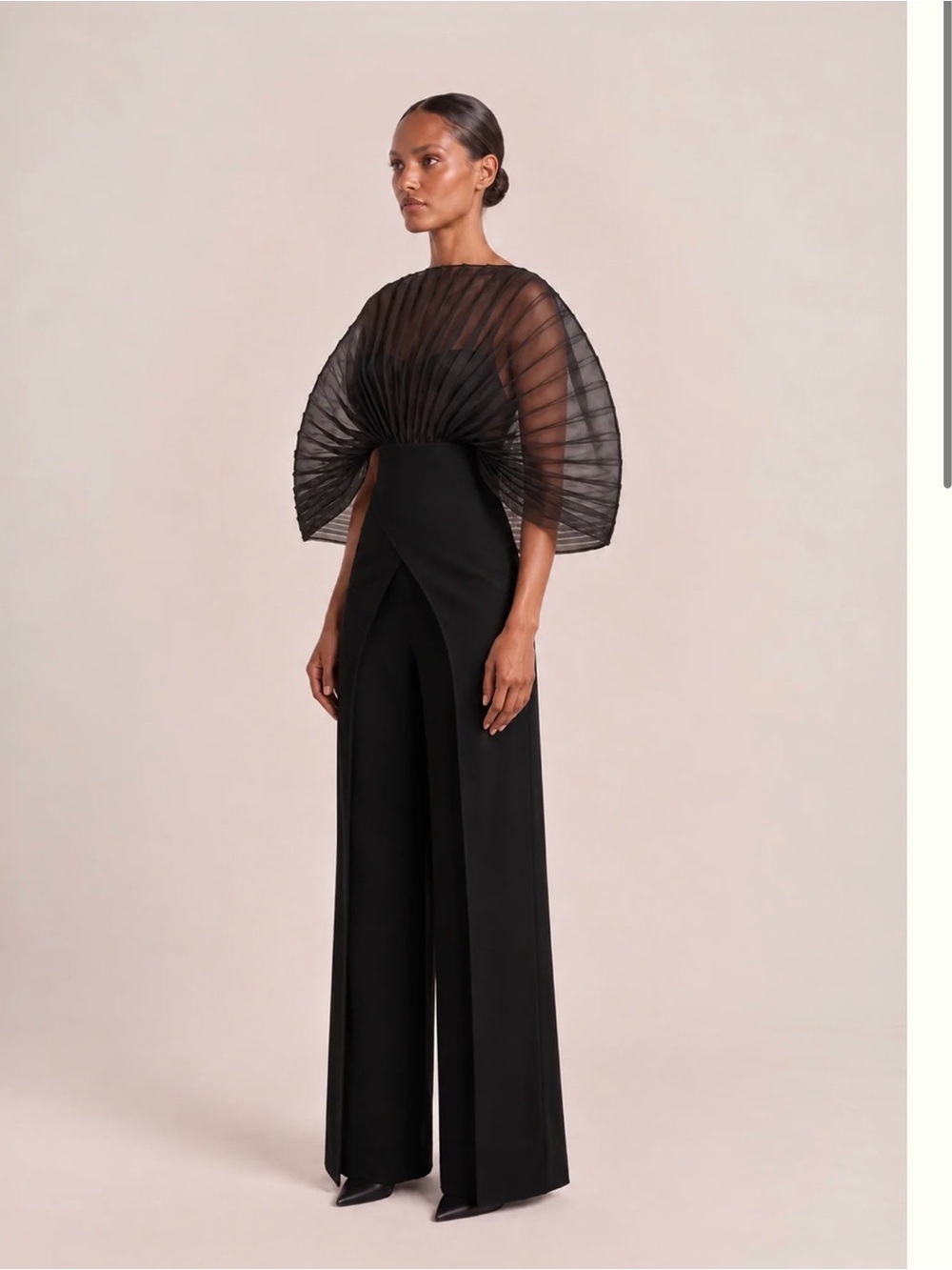 Andrea Iyamah Sombra Fanned Bodysuit in Black